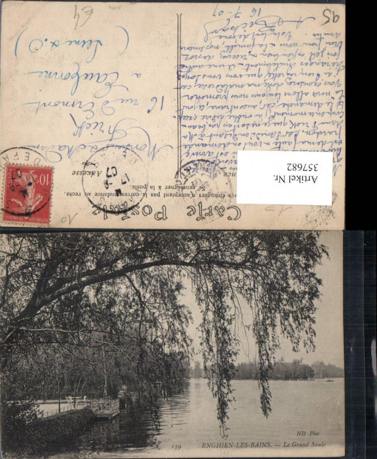 357682,Ile-de-France Val-Oise Enghien-les-Bains Le Grand Saule Ufer See