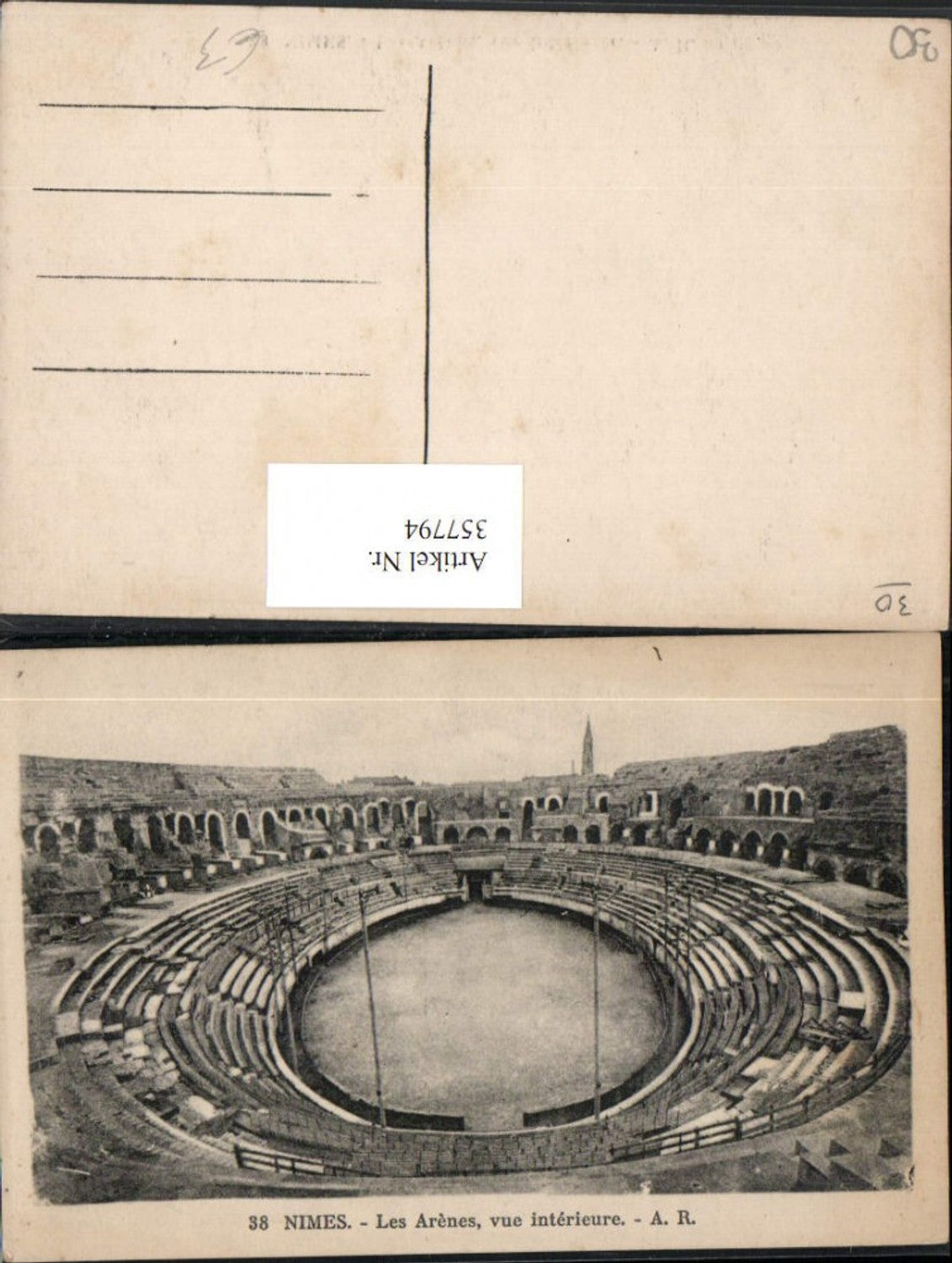 357794,Languedoc-Roussillon Gard Nimes Les Arenes vue interieure Arena