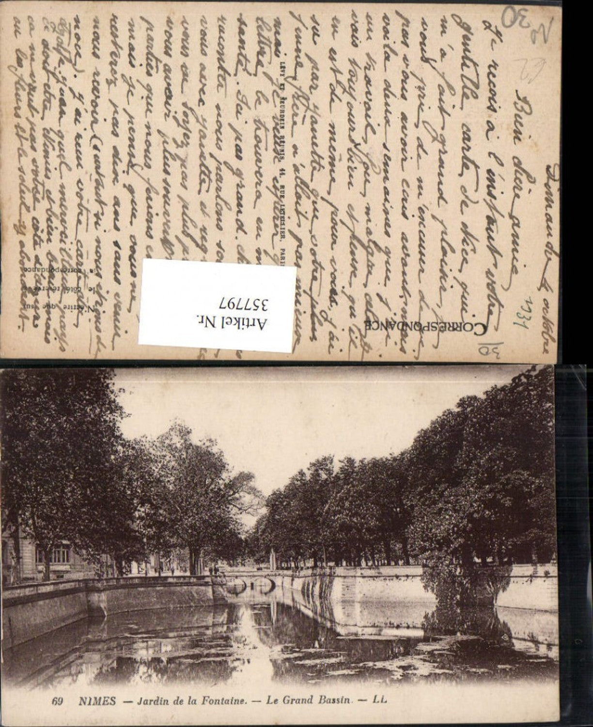 357797,Languedoc-Roussillon Gard Nimes Jardin de la Fontaine Le Grand Bassin Wasserbecken