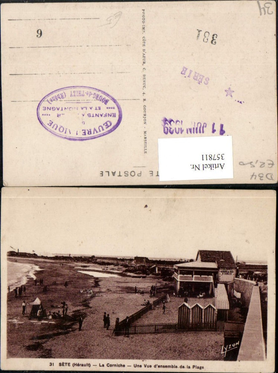 357811,Languedoc-Roussillon Herault Sete La Corniche Une Vue de la Plage Strand