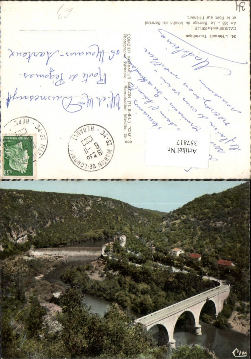 357817,Languedoc-Roussillon Herault Causse-de-la-Selle Le Barrage du Moulin Damm Brücke