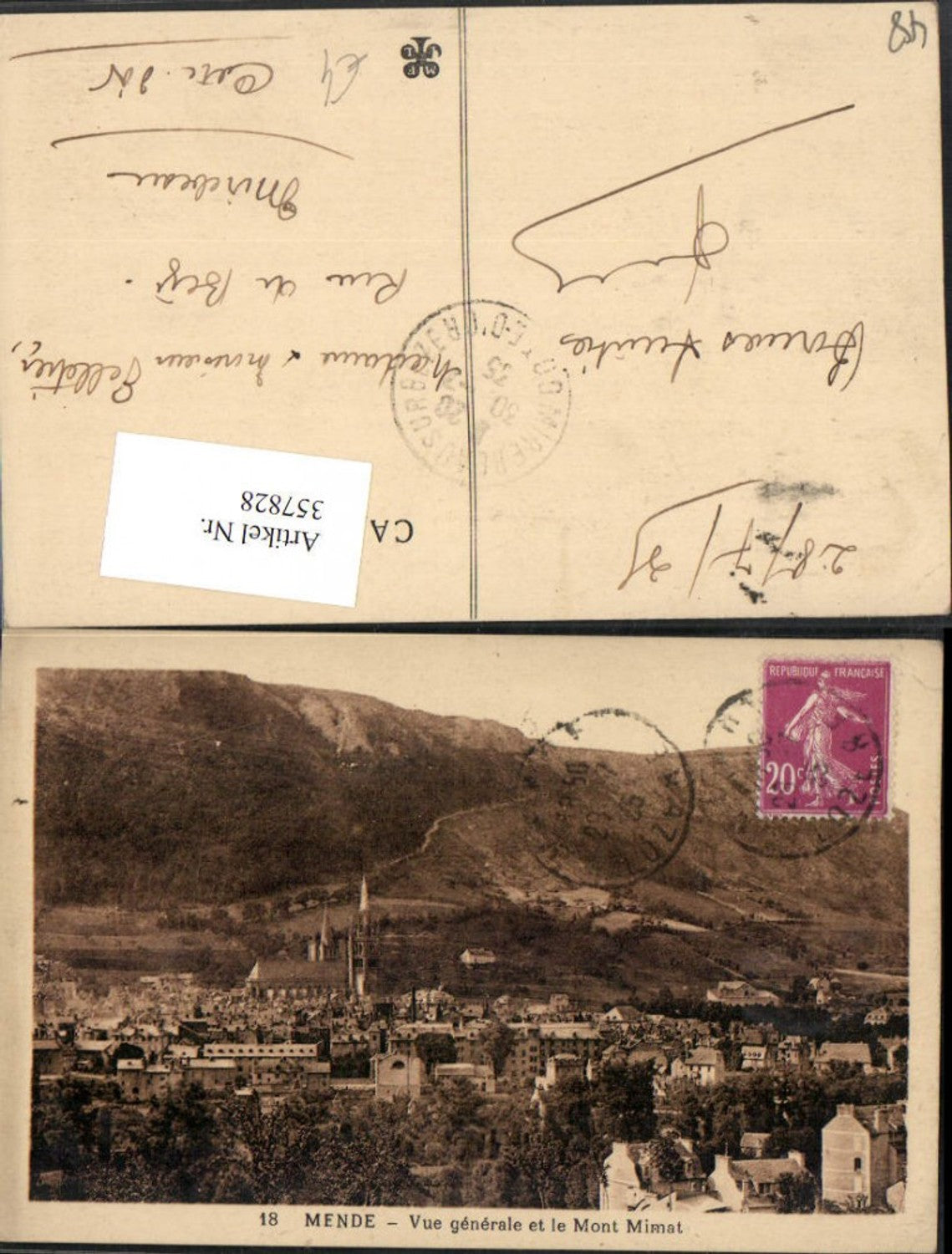 357828,Languedoc-Roussillon Lozere Mende Vue generale et le Mont Mimat Totale