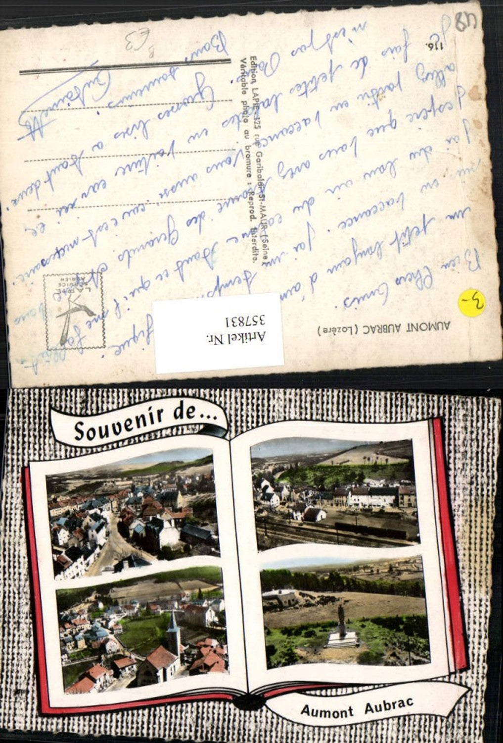 357831,Languedoc-Roussillon Lozere Aumont Aubrac Totale Kirche Bahnhof Mehrbildkarte