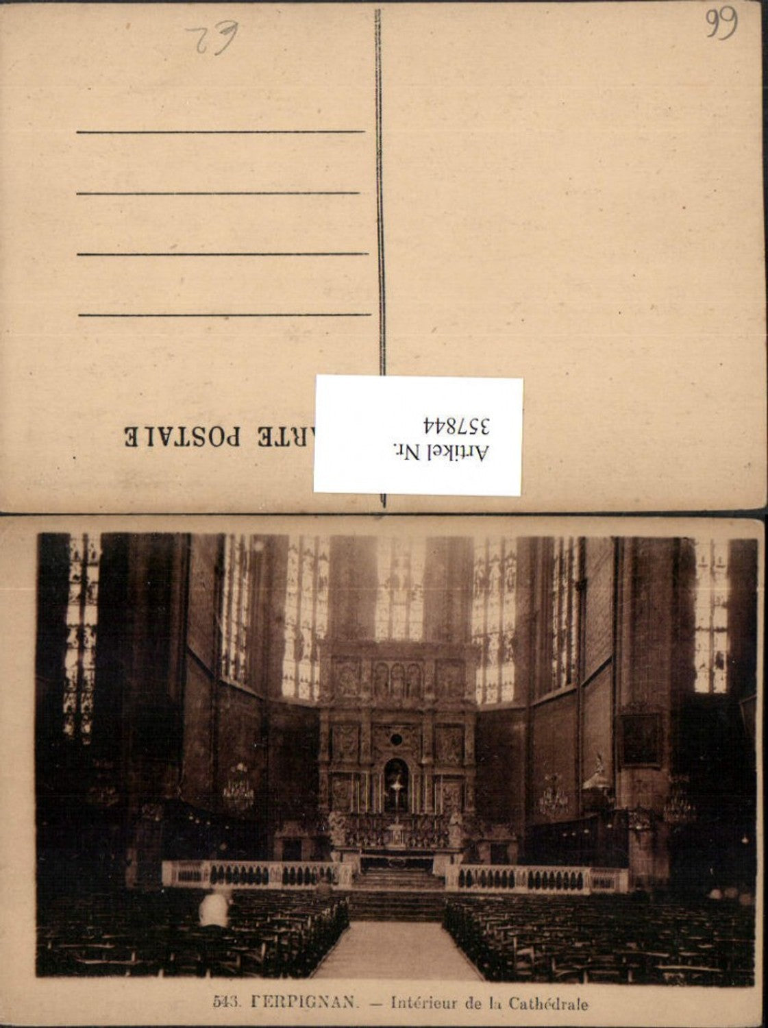 357844,Languedoc-Roussillon Pyrenees-Orientales Perpignan Interieur de la Cathedrale Kirche