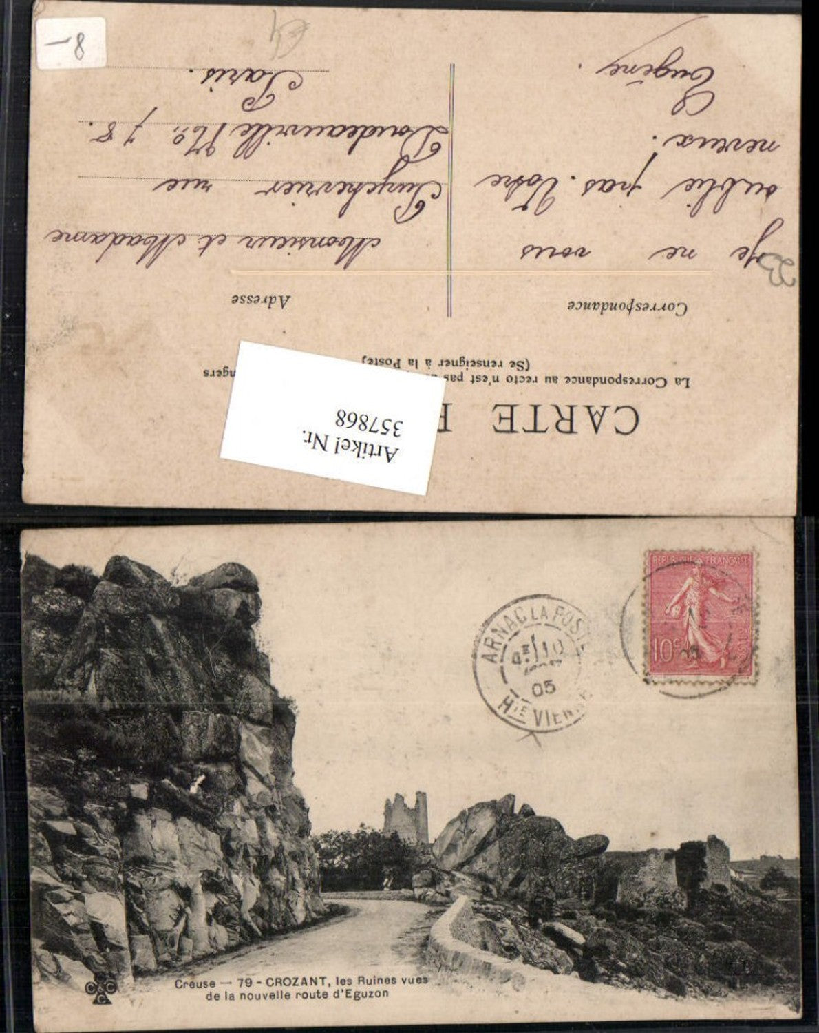 357868,Limousin Creuse Crozant Ruines vues de la nouvelle route d'Eguzon Ruine