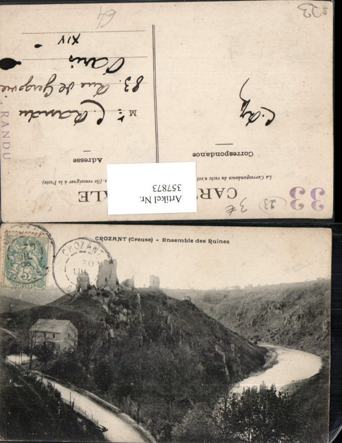357873,Limousin Creuse Crozant Ensemble des Ruines Ruine