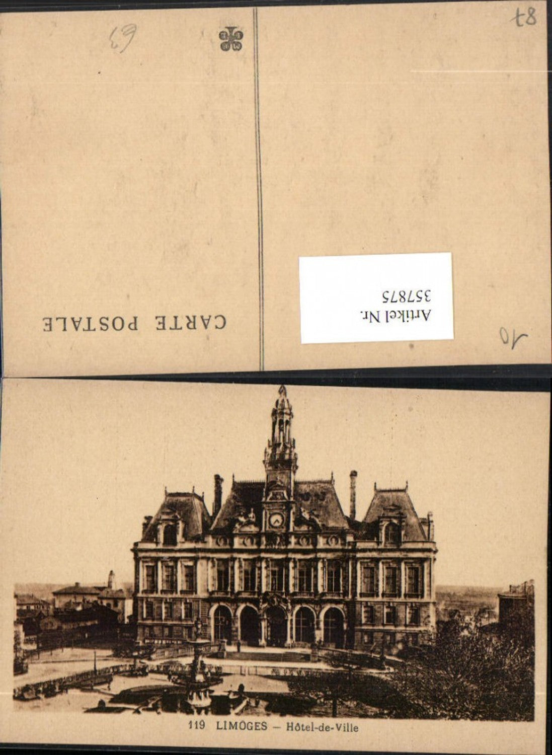357875,Limousin Haute-Vienne Limoges Hotel-de-Ville Rathaus