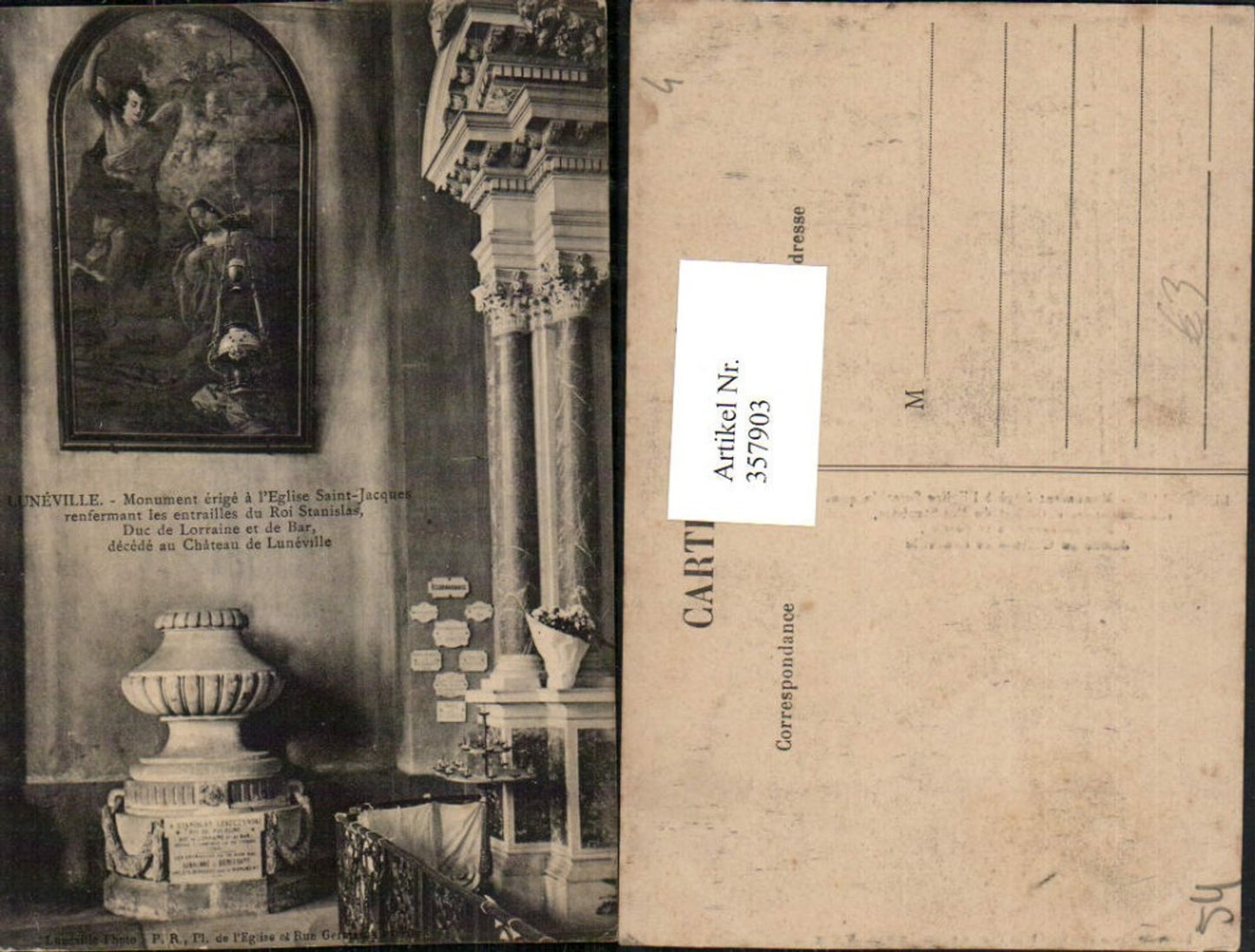 357903,Lothringen Meurthe-et-Moselle Luneville Monument erige a l'Eglise Saint-Jacques Roi Stanislas
