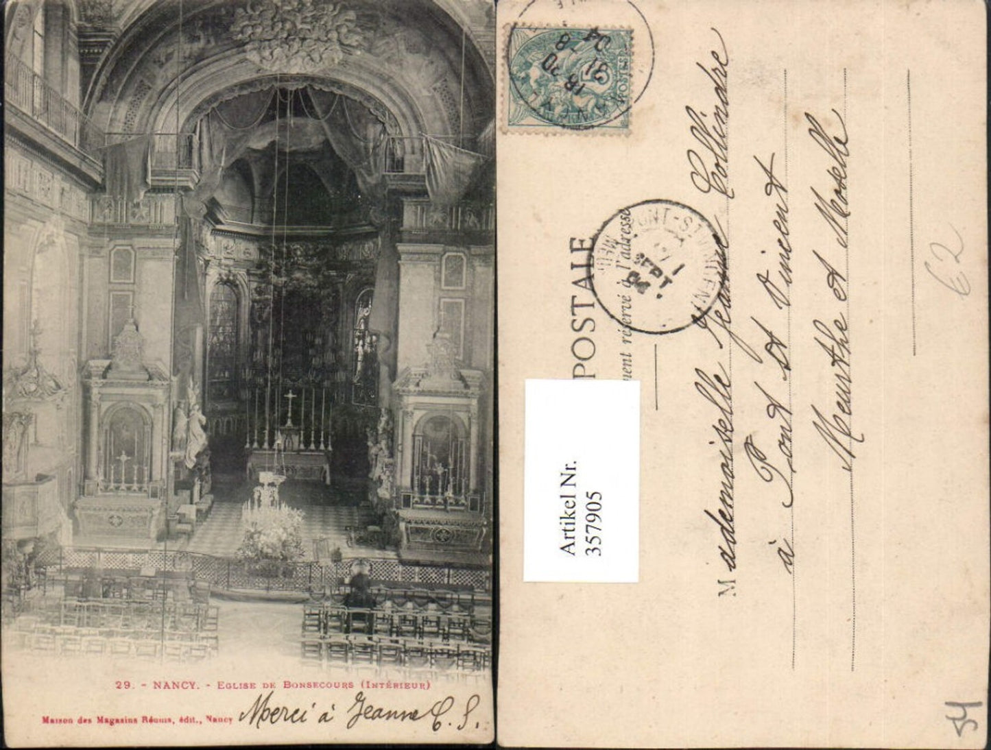 357905,Lothringen Meurthe-et-Moselle Nancy Eglise de Bonsecours Kirche Innenansicht