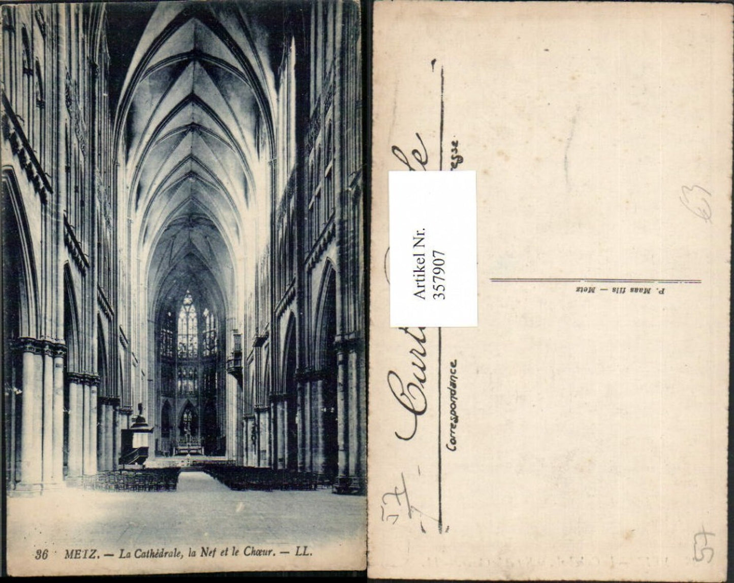 357907,Lothringen Moselle Metz La Cathedrale la Nef et le Choeur Kirche Innenansicht