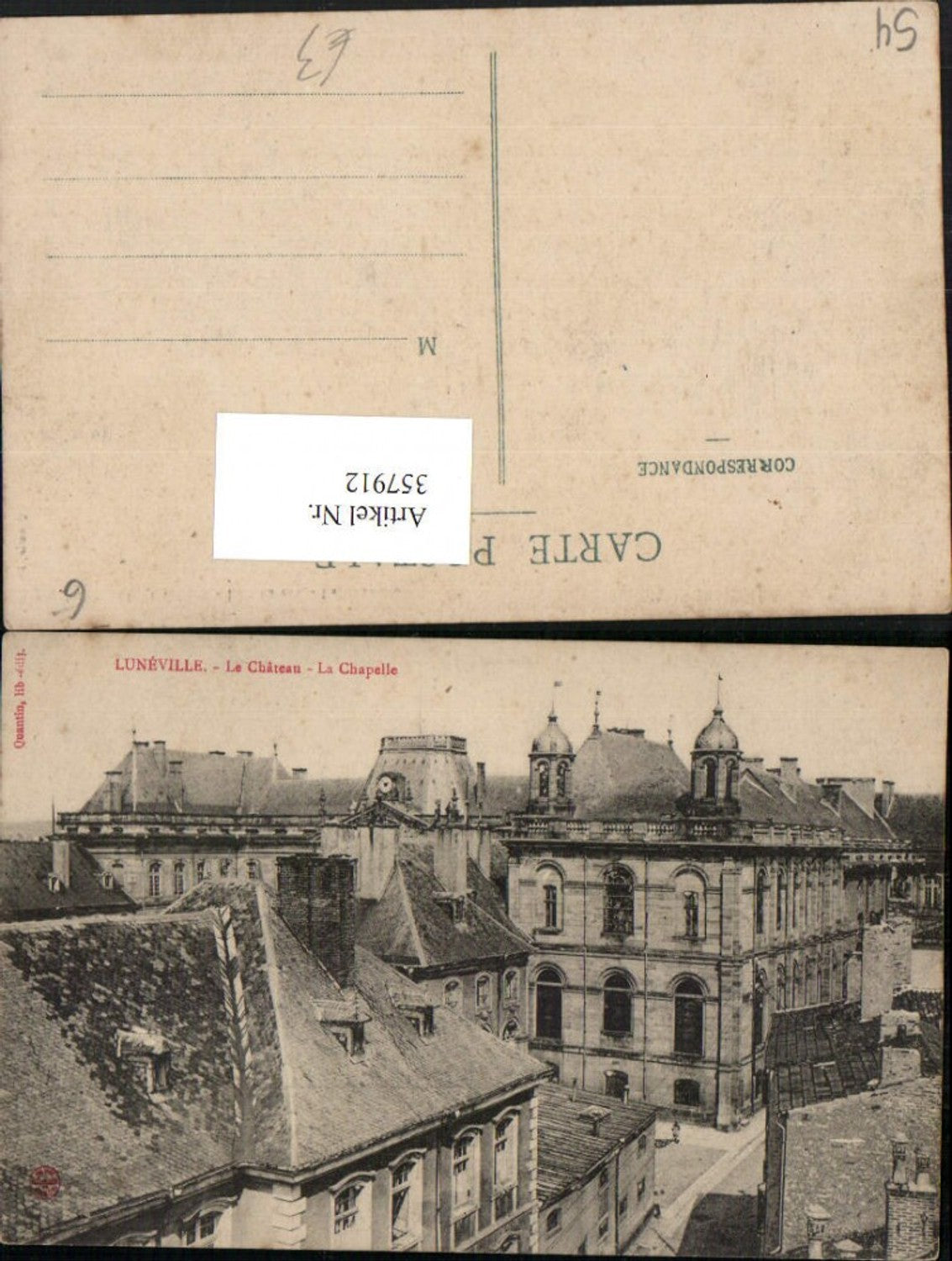 357912,Lorraine Meurthe-et-Moselle Luneville Le Chateau La Chapelle Castle Chapel