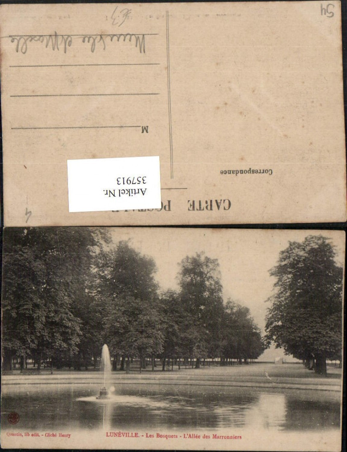 357913,Lothringen Meurthe-et-Moselle Luneville Les Bosquets L'Allee des Marronniers Springbrunnen