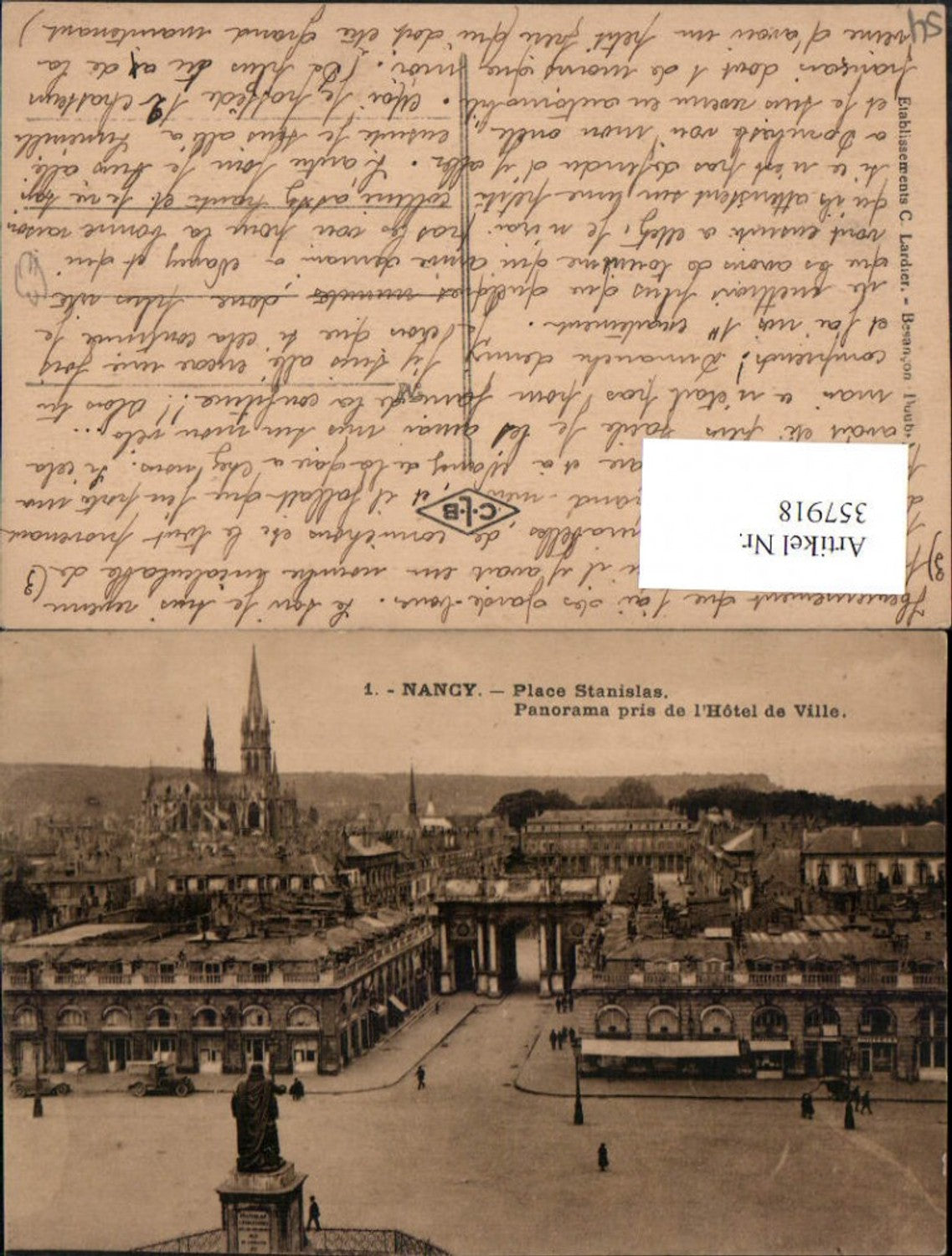 357918,Lothringen Meurthe-et-Moselle Nancy Place Stanislas Panorama pris de Hotel de Ville