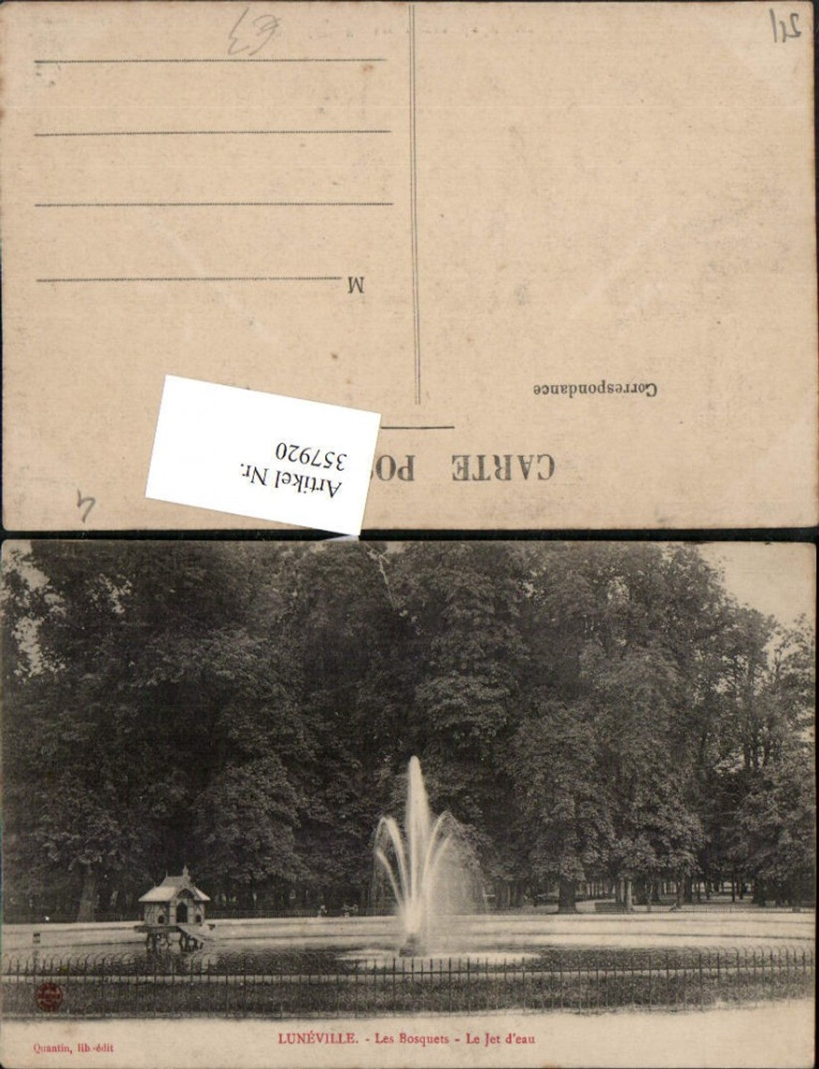 357920,Lothringen Meurthe-et-Moselle Luneville Les Bosquets Le Jet d'eau Springbrunnen