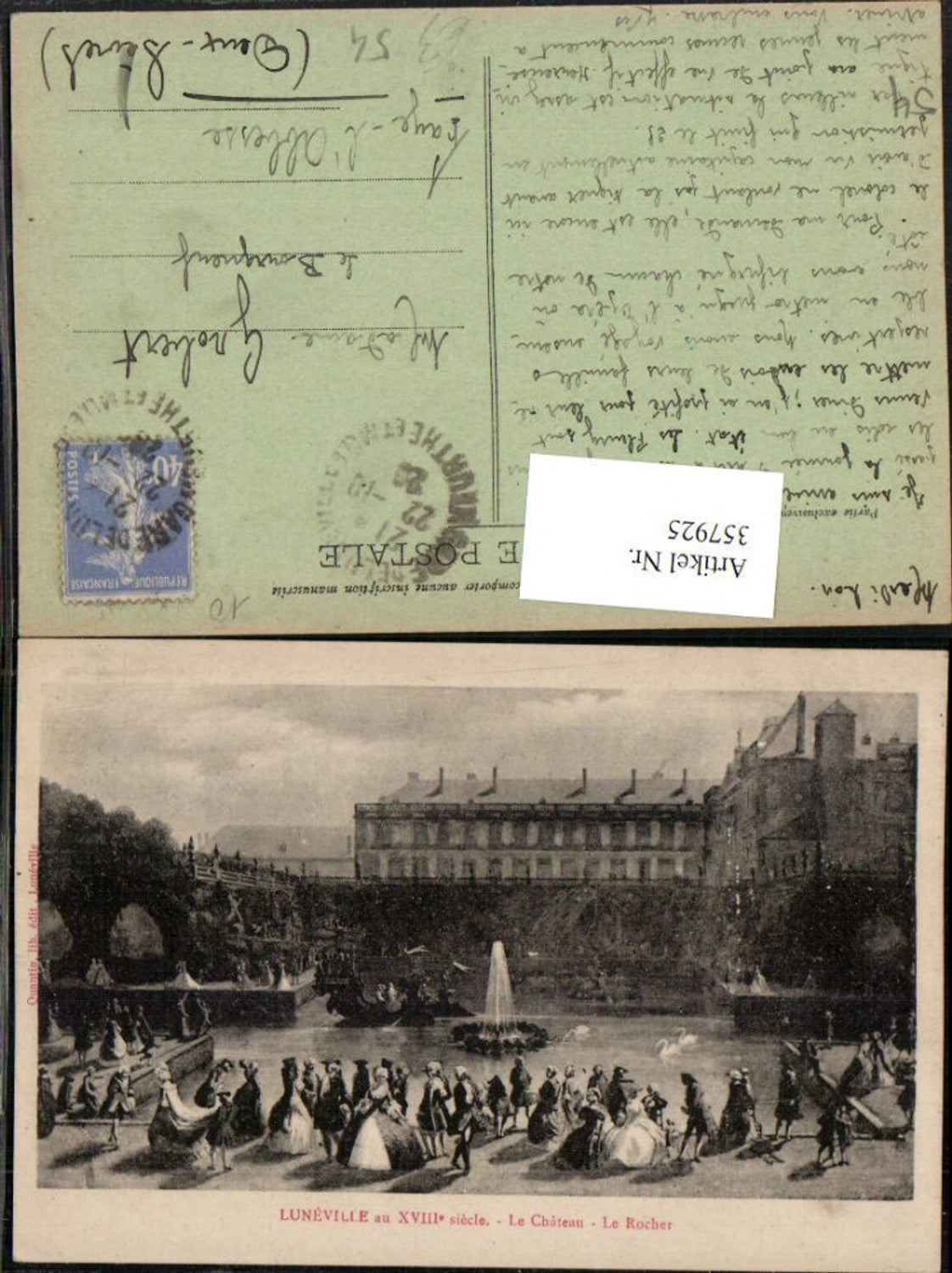 357925,Artist AK Lorraine Meurthe-et-Moselle Luneville Le Chateau Le Rocher Castle