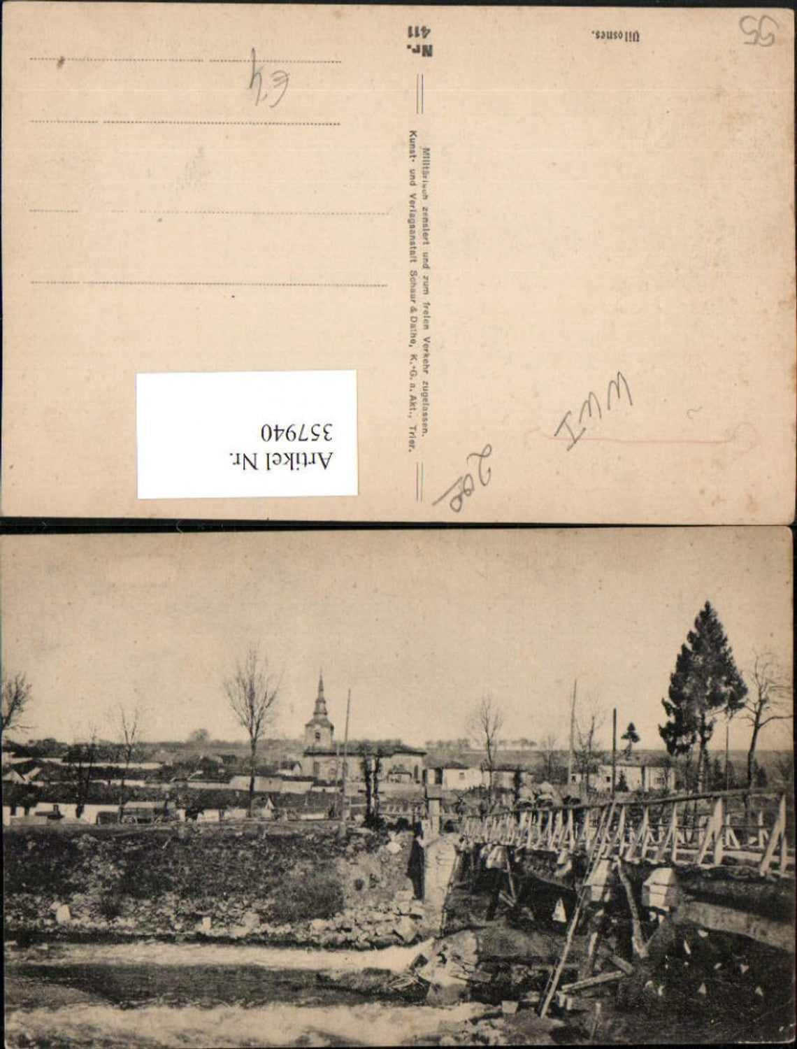 357940,Lothringen Meuse Vilosnes Teilansicht Brücke Kirche
