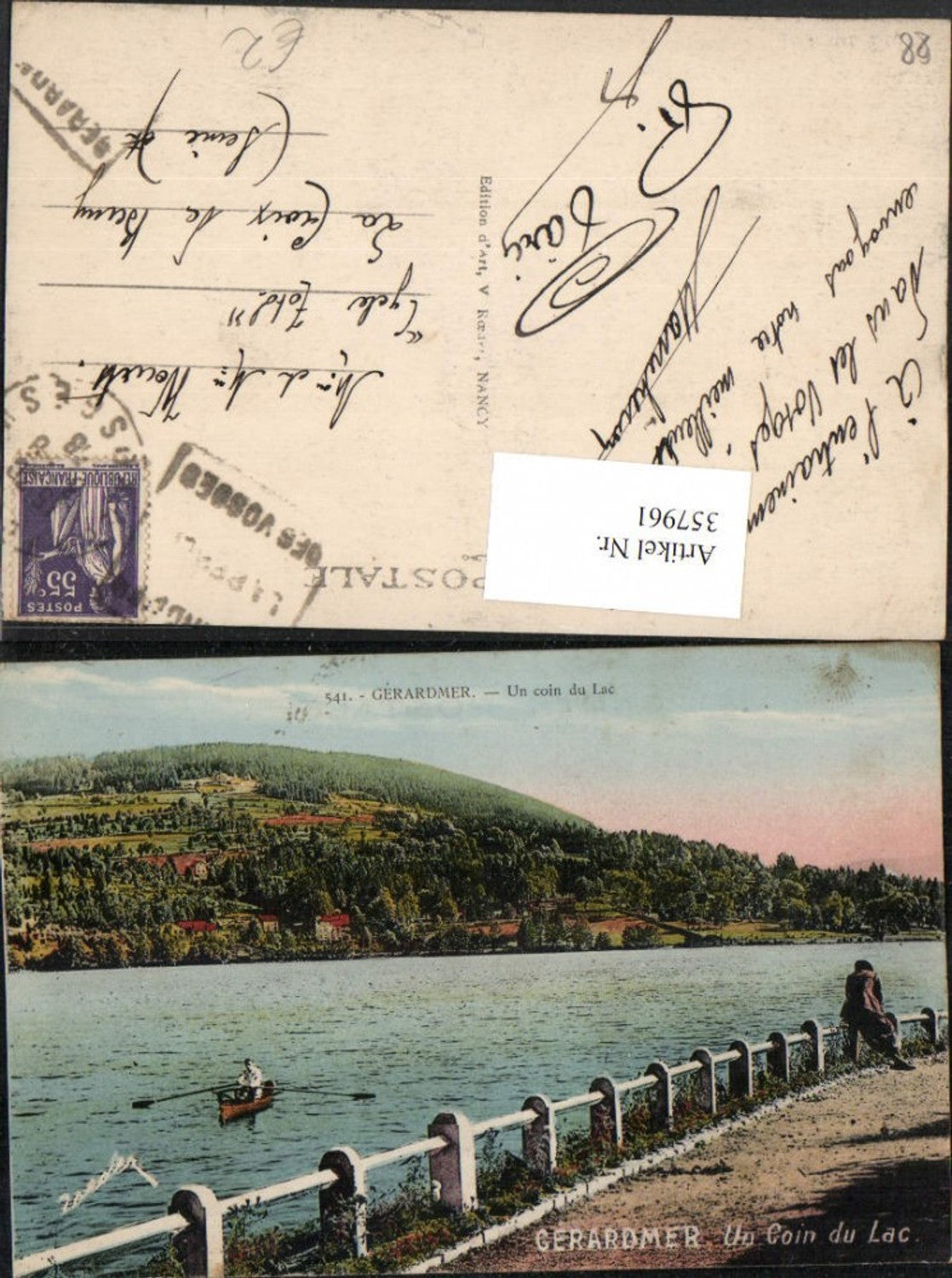 357961,Lothringen Vosges Gerardmer Un coin du Lac See Ruderboot