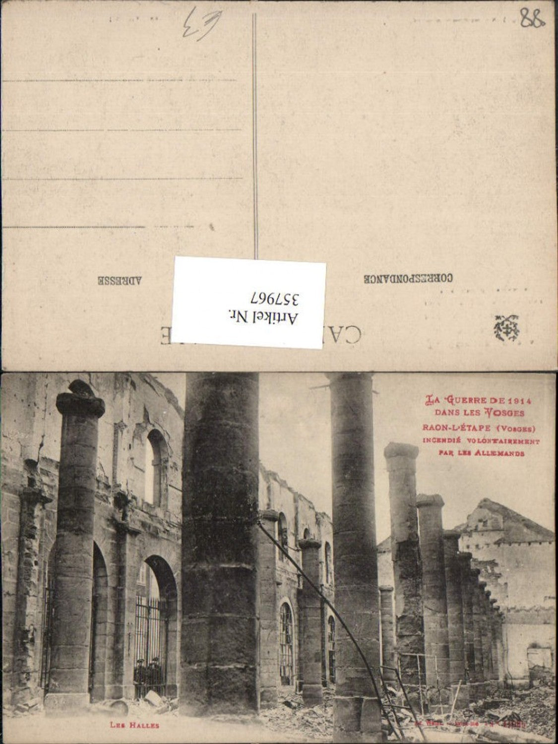 357967,Lothringen Vosges Dans les Vosges Raon-l'Etape Incendie volontairement par les allemands