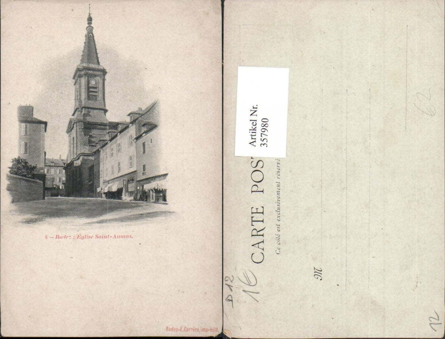 357980,Midi-Pyrenees Aveyron Rodez Eglise Saint-Amans Kirche Straßenansicht