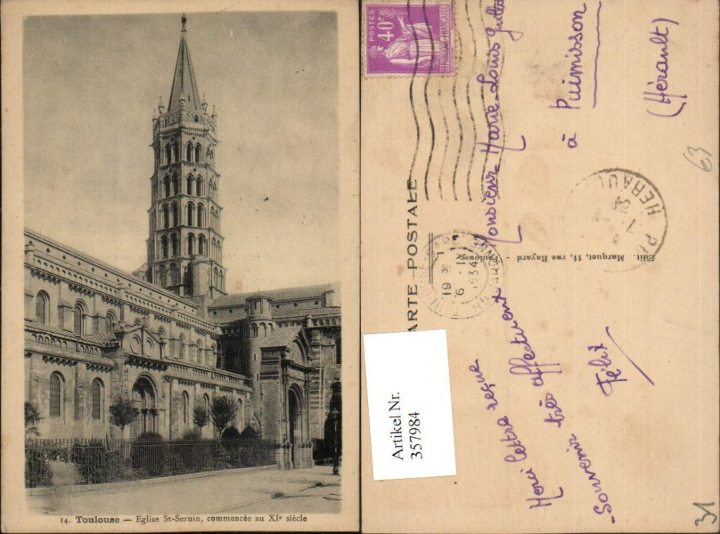 357984,Midi-Pyrenees Haute-Garonne Toulouse Eglise St-Sernin Kirche