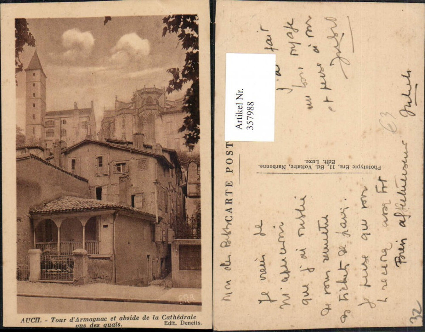 357988,Midi-Pyrenees Gers Auch Tour d'Armagnac et abise de la Cathedrale Kirche