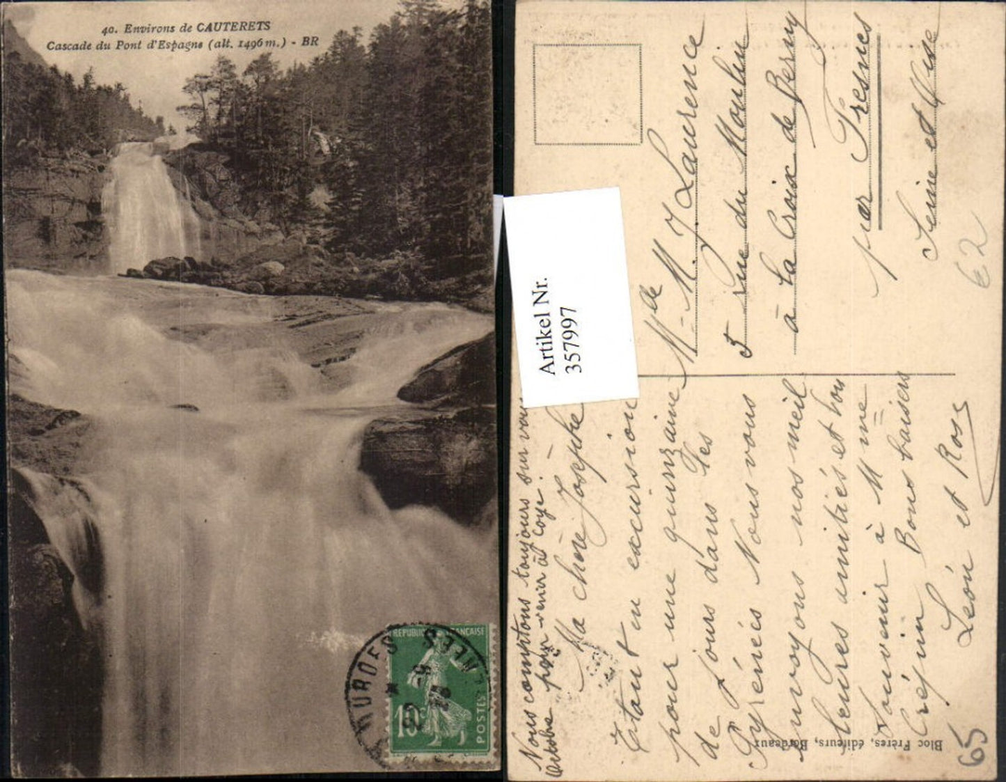 357997,Midi-Pyrenees Hautes-Pyrenees Cauterets Cascade du Pont d'Espagne Wasserfall