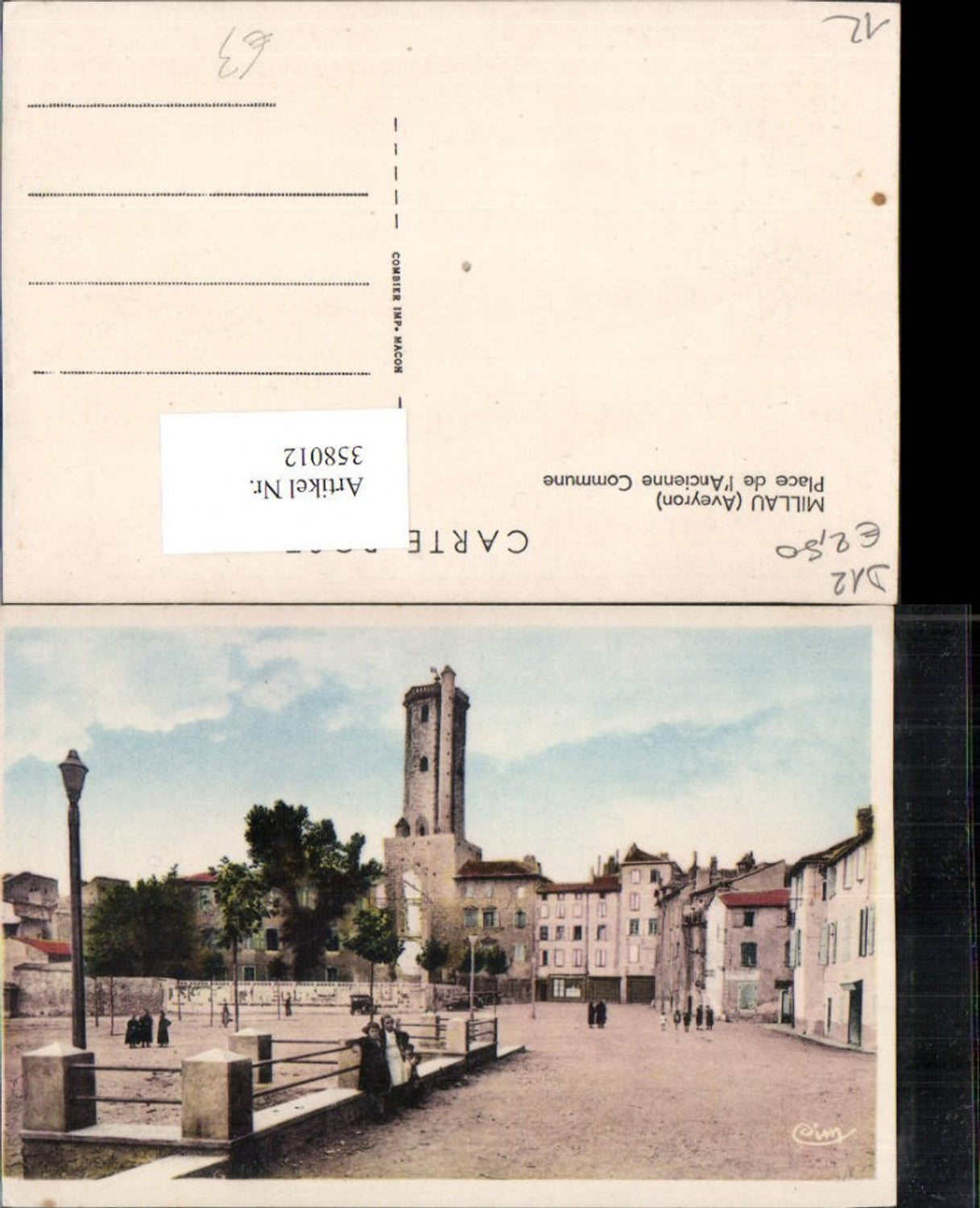358012,Midi-Pyrenees Aveyron Millau Place de l'Ancienne Commune Platz Turm