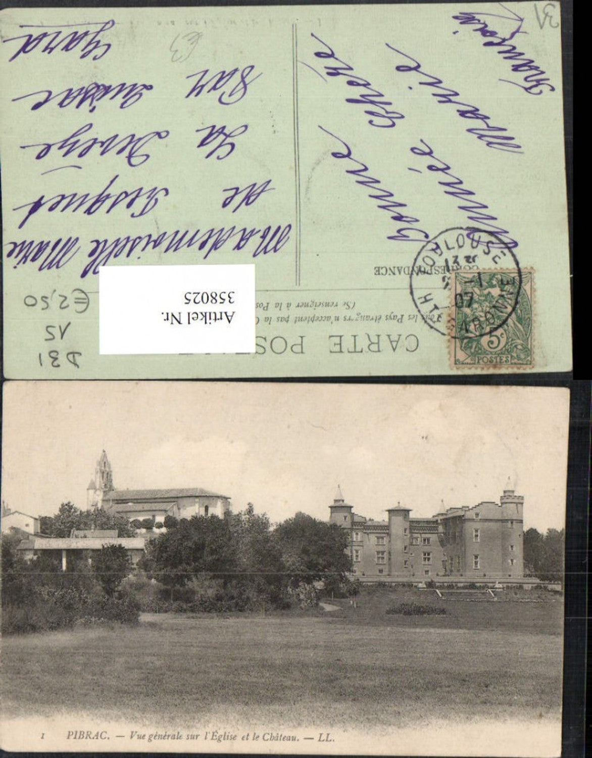 358025,Midi-Pyrenees Haute-Garonne Pibrac Vue generale sur l'Eglise et le Chateau Schloss Kirche