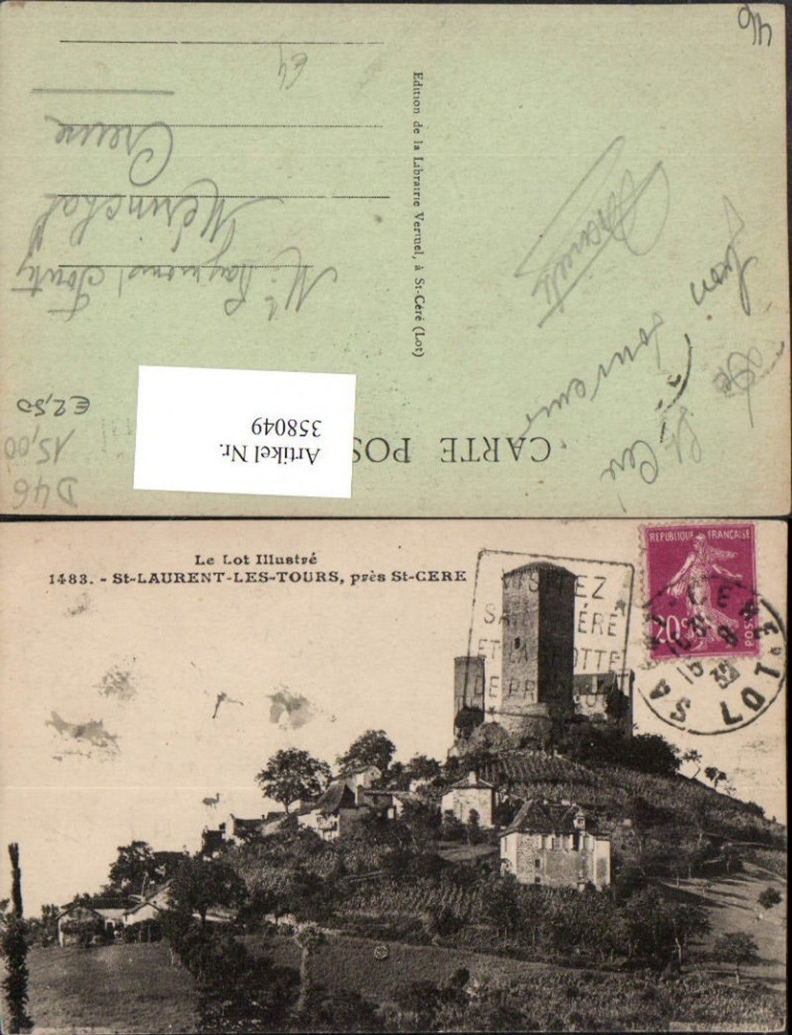 358049,Midi-Pyrenees Lot St-Laurent-les-Tours pres St-Cere Turm