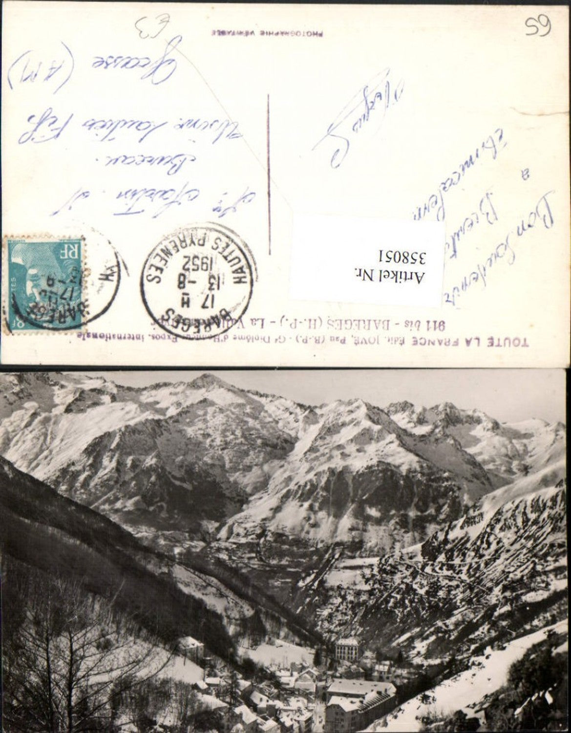 358051,Midi-Pyrenees Hautes-Pyrenees Bareges Totale Bergkulisse Winterbild
