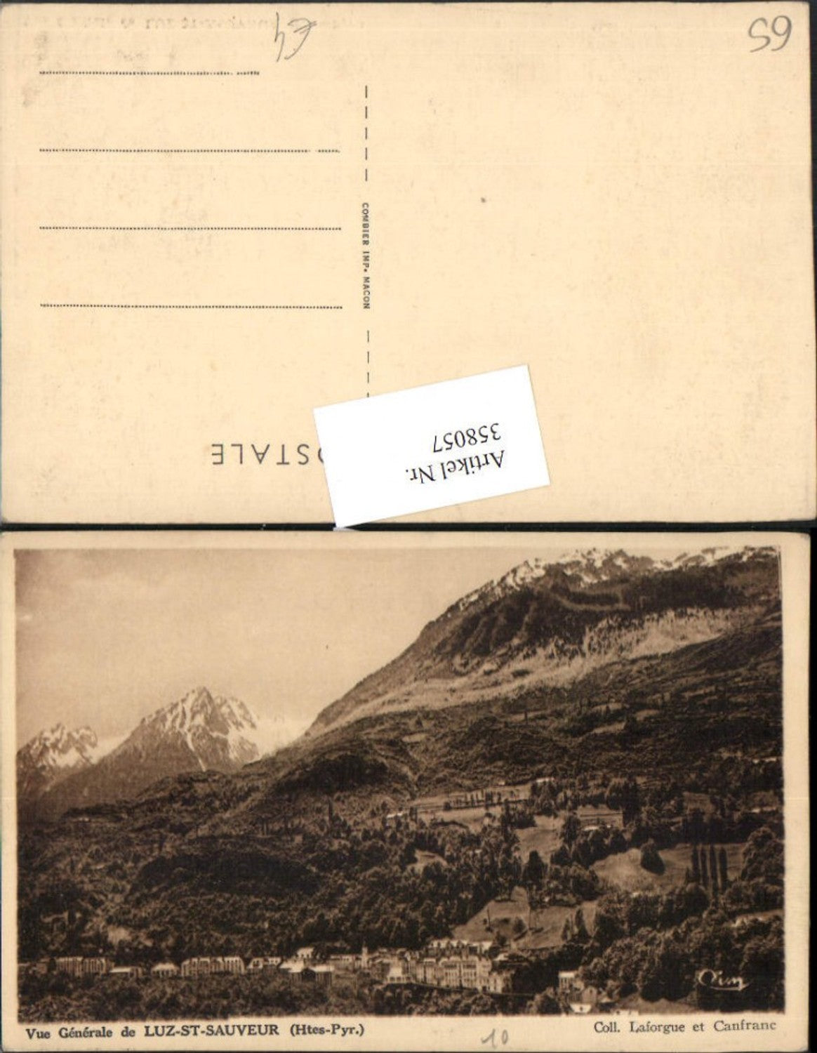 358057,Midi-Pyrenees Hautes-Pyrenees Luz-St-Sauveur Vue Generale Totale Bergkulisse