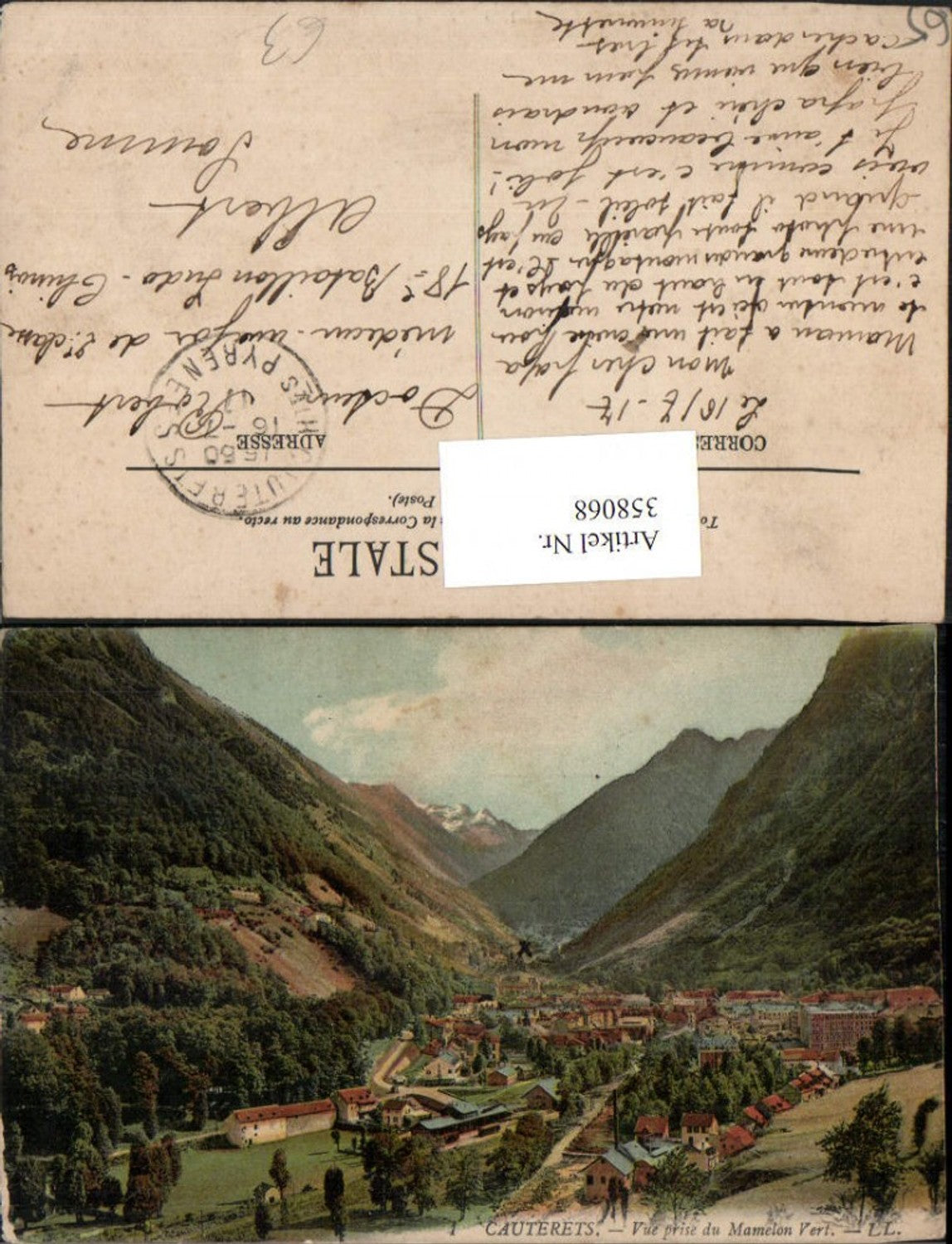 358068,Midi-Pyrenees Hautes-Pyrenees Cauterets Vue prise du Mamelon Vert Totale Bergkulisse