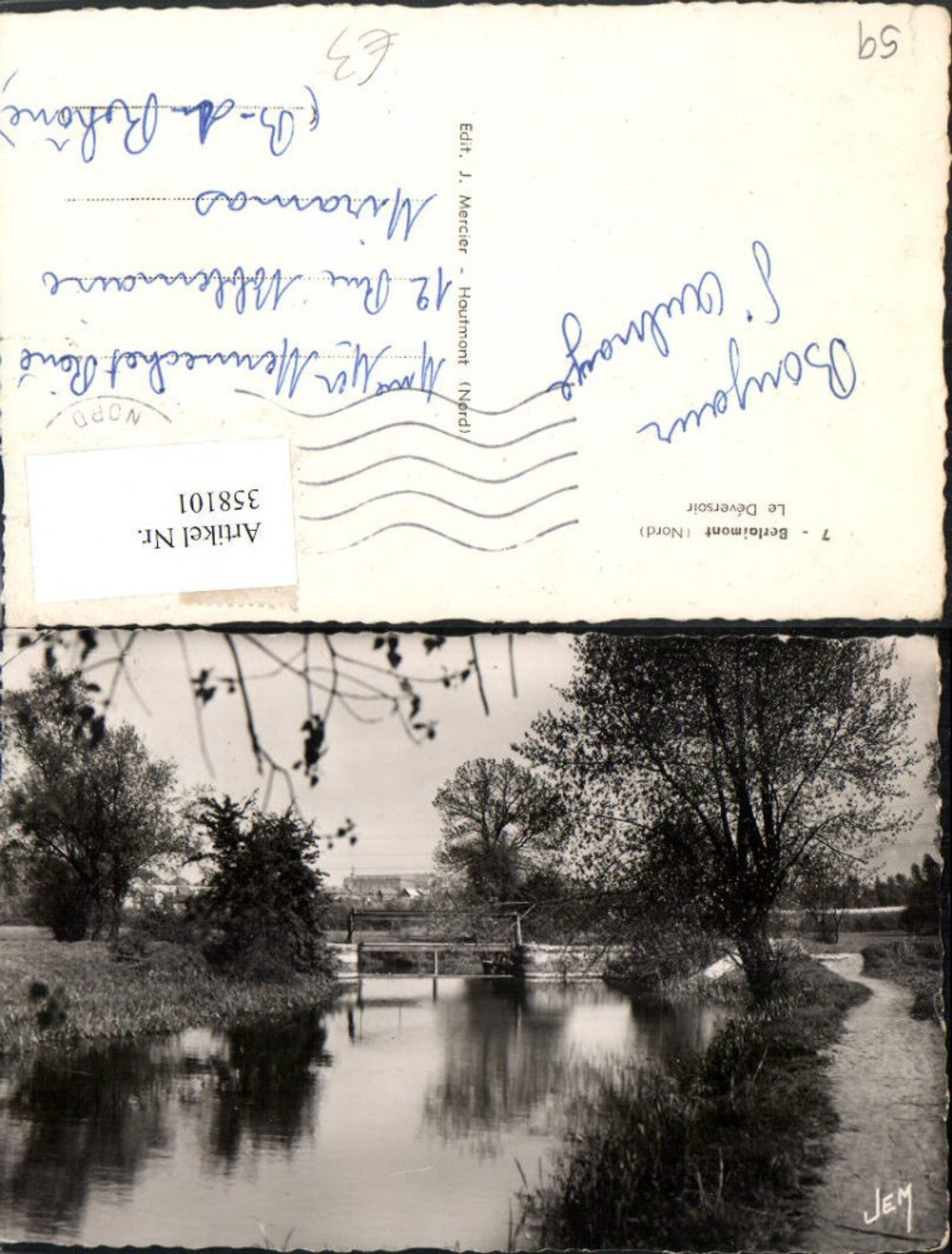 358101,Nord-Pas-de-Calais Nord Berlaimont Le Deversoir Fluss Brücke