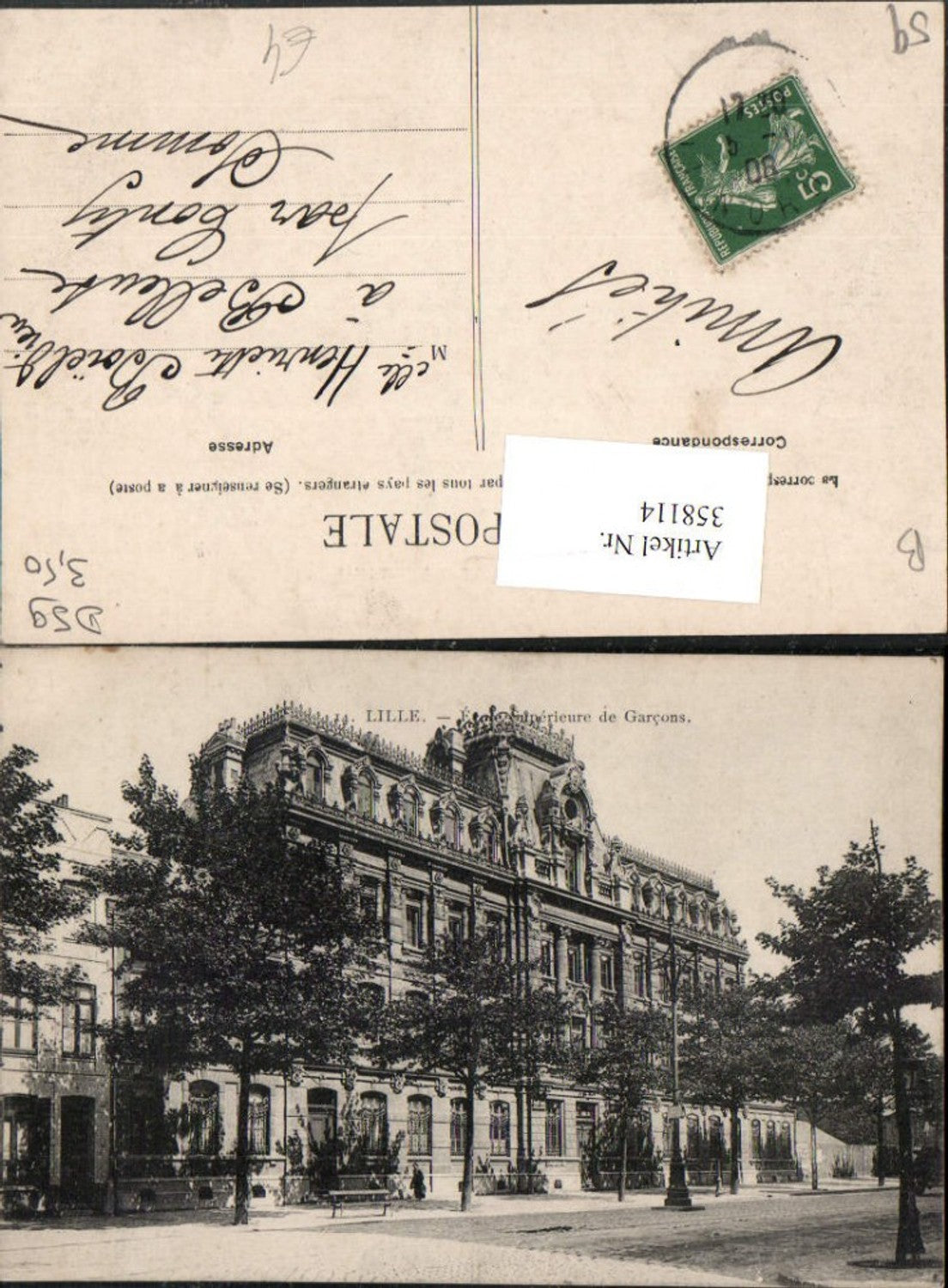358114,Nord-Pas-de-Calais Nord Lille Ecole Superieure de Garcons Knabenschule Schule