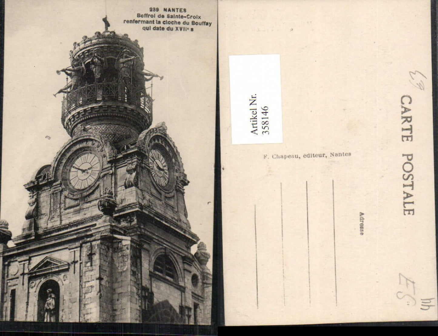 358146,Pays de la Loire Loire-Atlantique Nantes Beffroi de Sainte-Croix Glockenturm