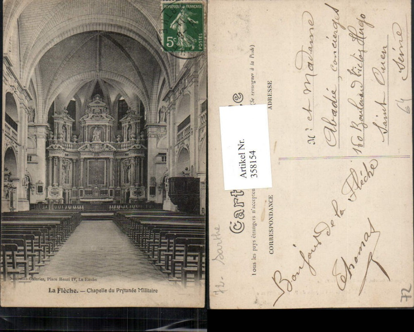 358154,Pays de la Loire Sarthe La Fleche Chapelle du Prytanee Militaire Kirche Innenansicht