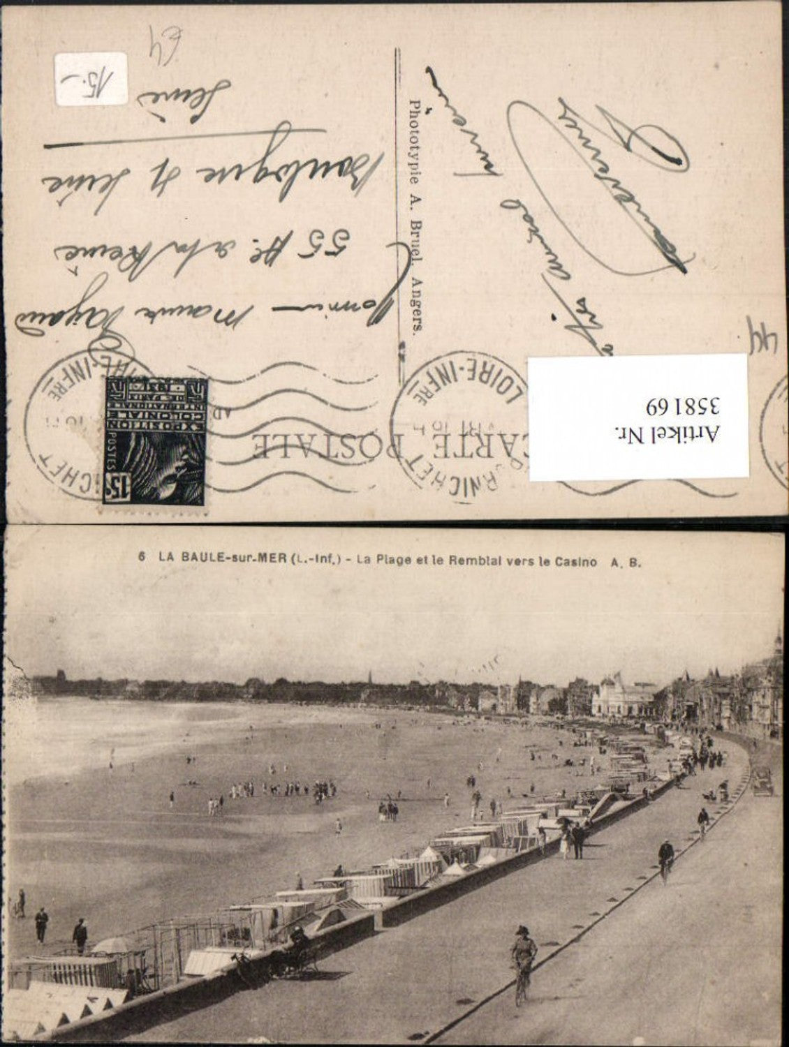 358169,Pays de la Loire Loire-Atlantique La Baule-sur-Mer Plage et le Remblai vers le Casino Strand