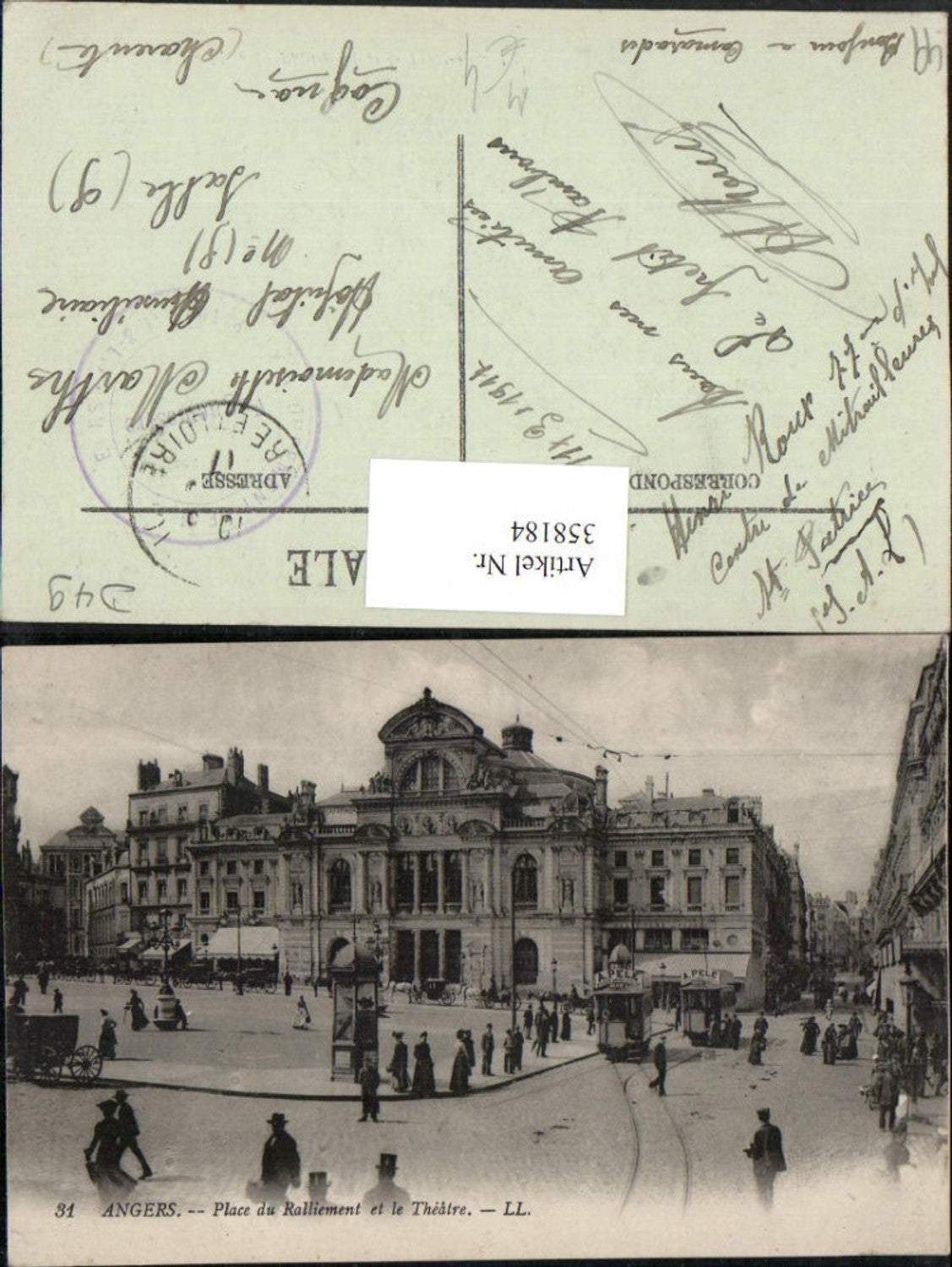 358184,Pays de la Loire Maine-et-Loire Angers Place Ralliement et le Theatre Theater Straßenbahnen