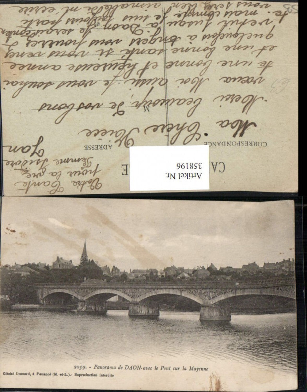 358196,Pays de la Loire Mayenne Panorama de Daon avec le Pont sur la Mayenne Brücke