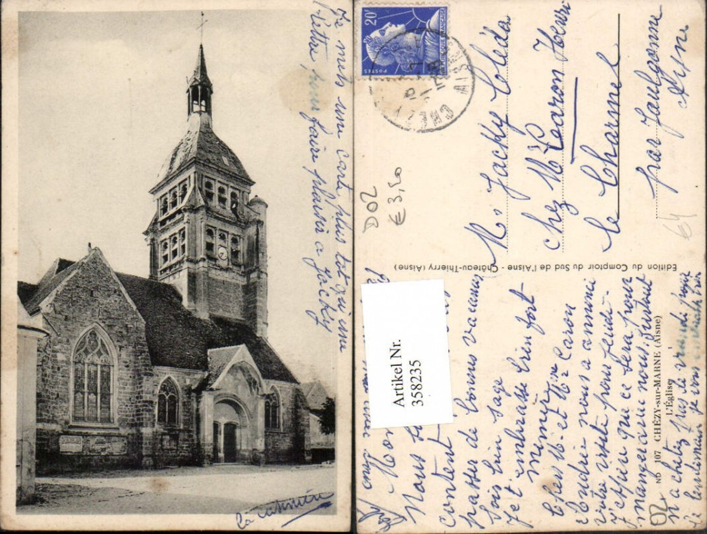 358235,Picardie Aisne Chezy-sur-Marne L'Eglise Kirche