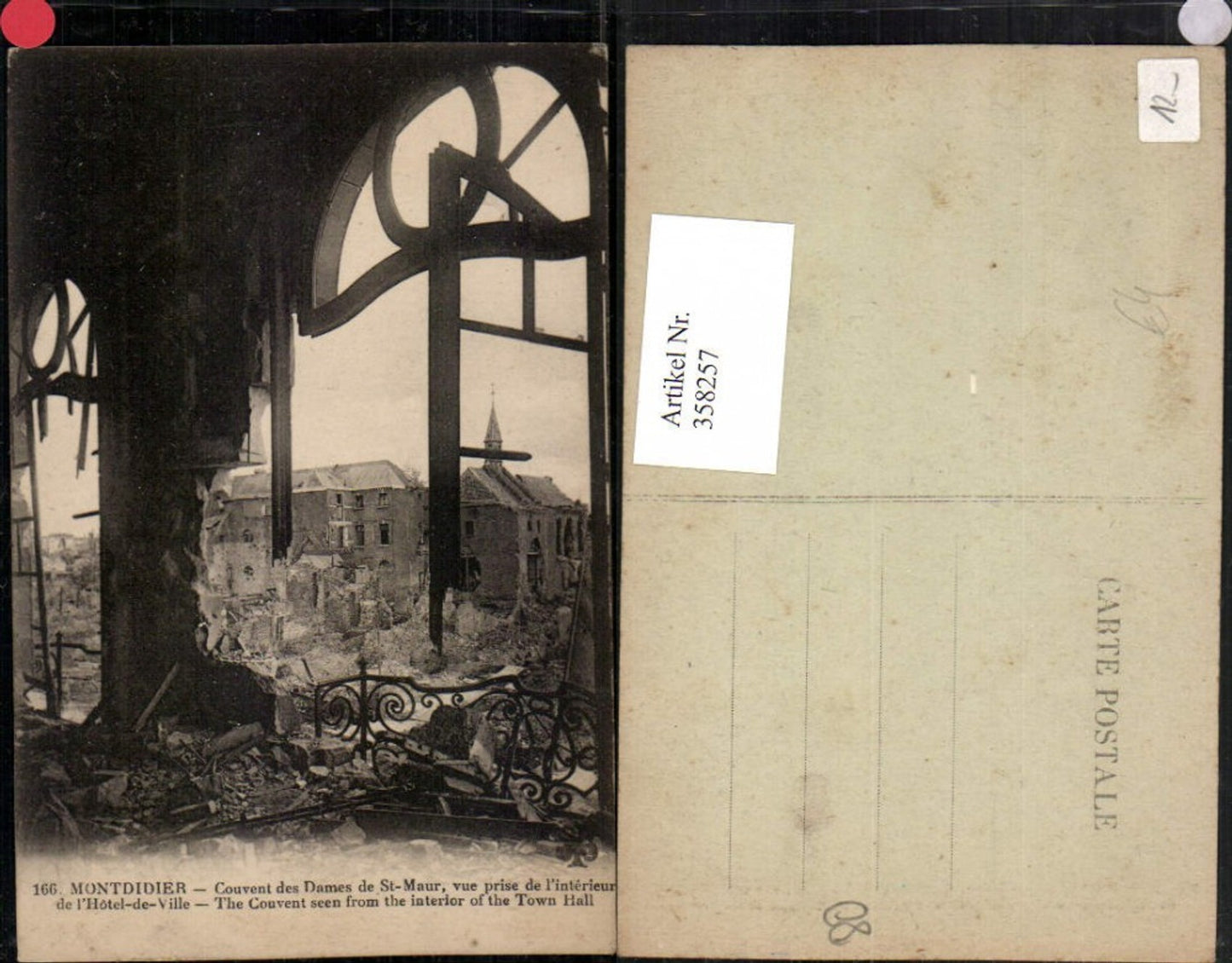 358257,Picardie Somme Montdidier Couvent des Dames de St-Maur Zerstörung