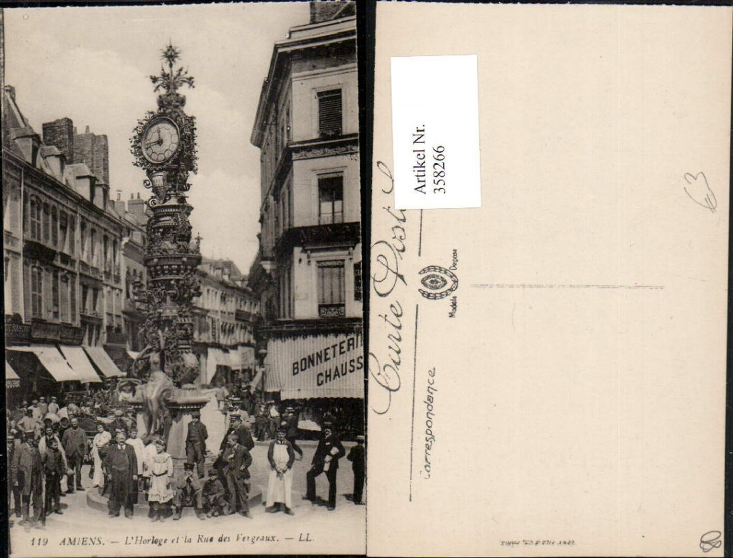 358266,Picardie Somme Amiens L'Horloge et la Rue des Vergeaux watch shops