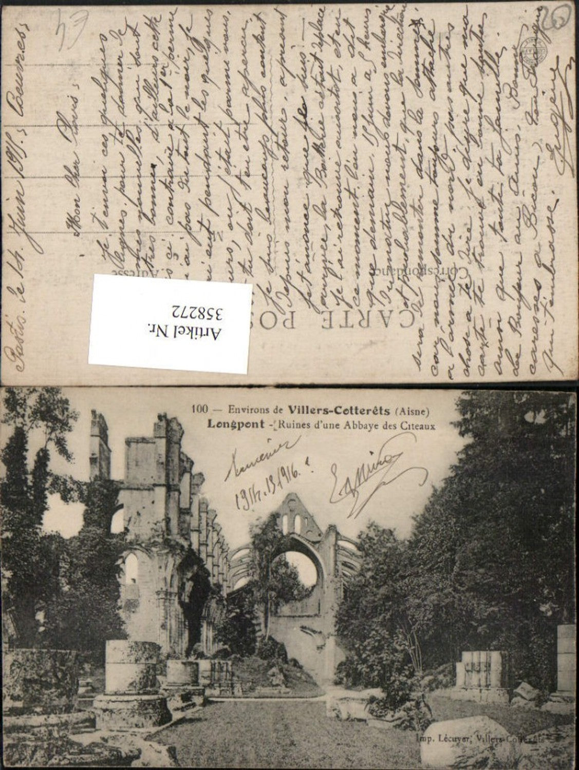 358272,Picardie Aisne Villers-Cotterets Longpont Ruines d'une Abbaye des Citeaux Ruine