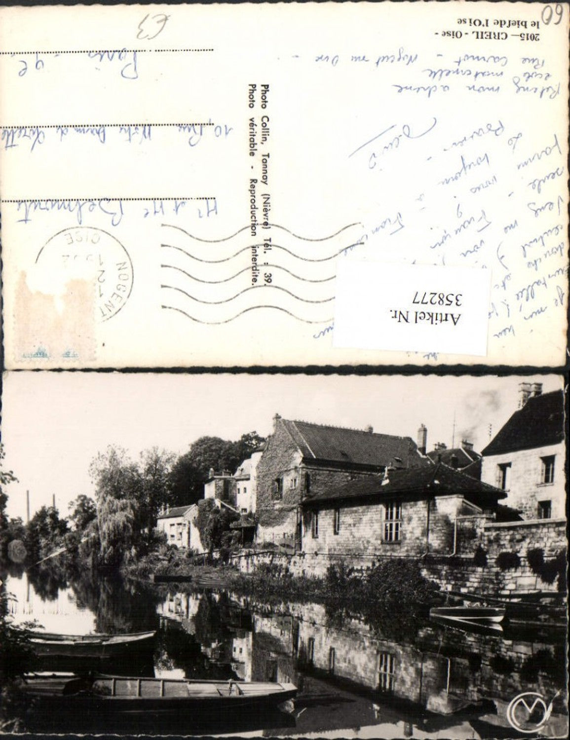 358277,Picardie Oise Creil le bief de l'Oise Fluss Boote