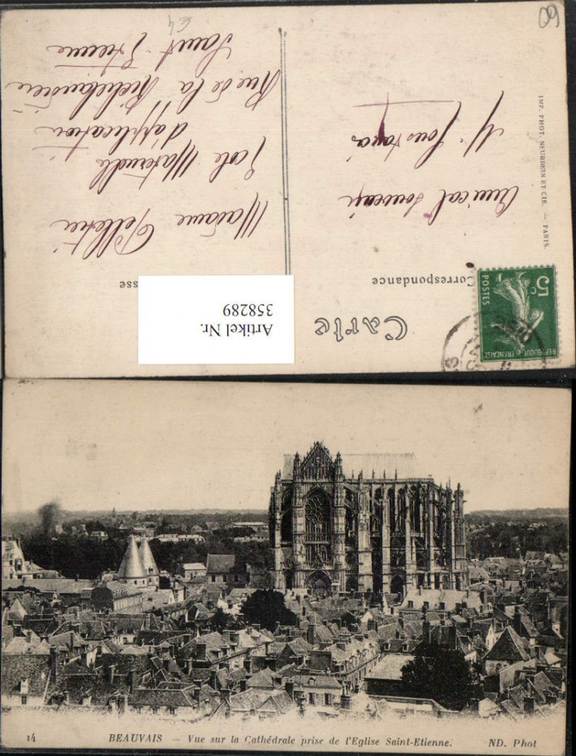 358289,Picardie Oise Beauvais Vue sur la Cathedrale prise de l'Eglise Saint-Etienne Kirche