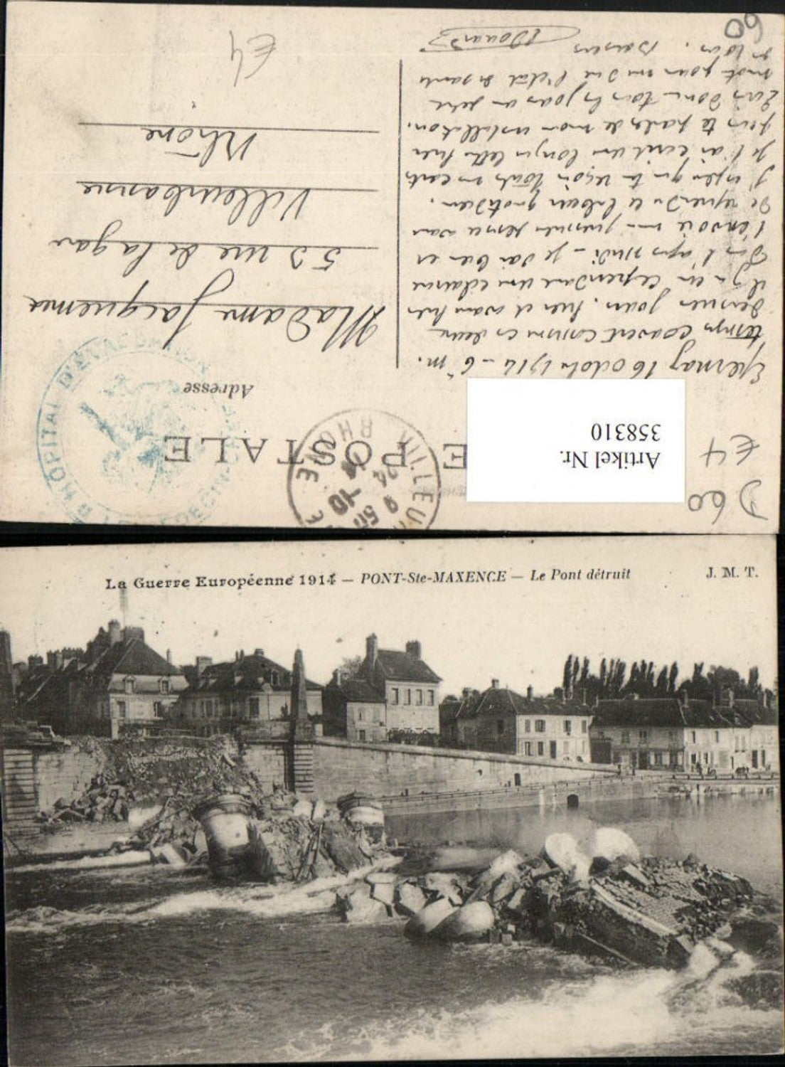 358310,Picardie Oise La Guerre Europeenne Pont-Ste-Maxence Zerstörte Brücke