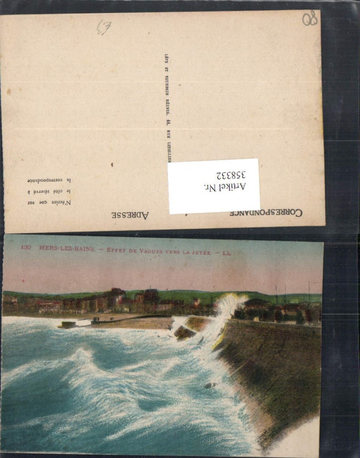 358332,Picardie Somme Mers-les-Bains Effet de Vagues vers la Jetee Brandung