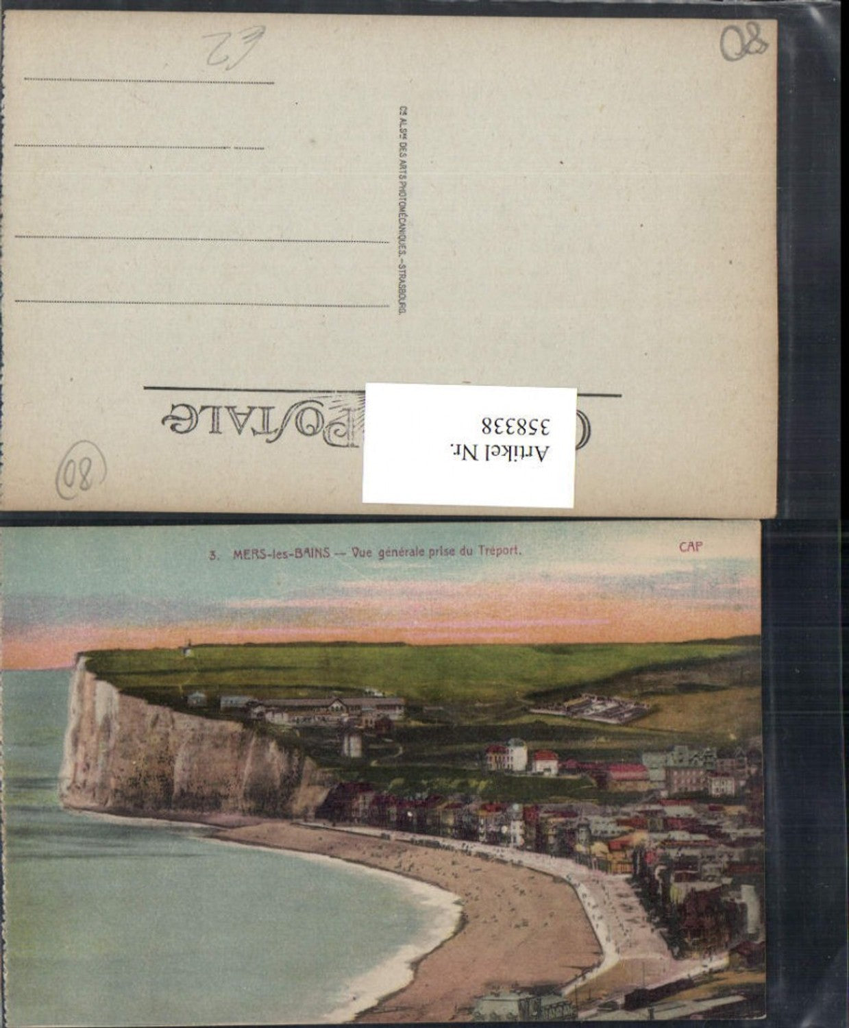 358338,Picardie Somme Mers-les-Bains Vue generale prise du Treport Totale Strand