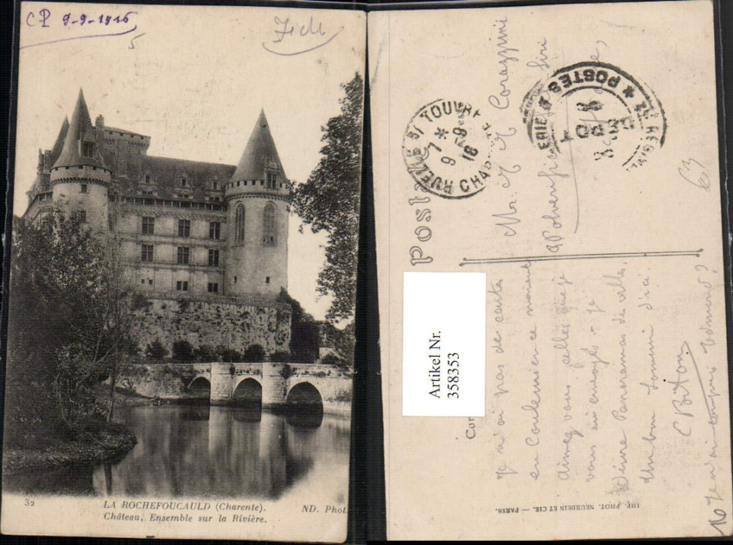 358353,Poitou-Charentes Charente La Rochefoucauld Chateau Schloss Brücke