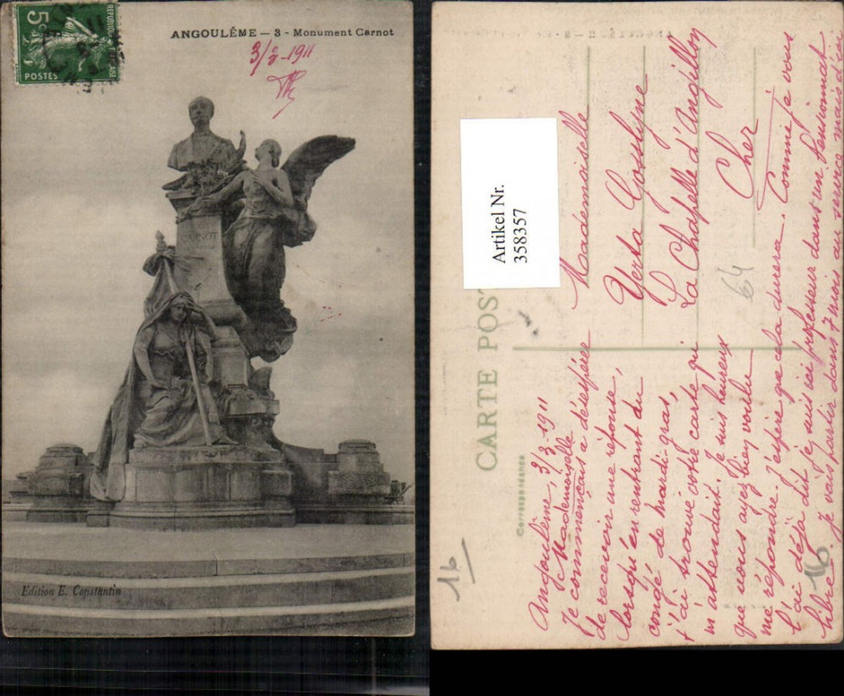 358357,Poitou-Charentes Charente Angouleme Monument Carnot Monument
